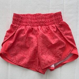Girls Coral Athletic Shorts with Elastic Waist